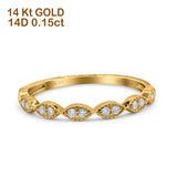 14K Gold 0.15ct Round 2mm G SI Half Eternity Art Deco Band Diamond Engagement Wedding Ring