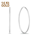 Solid 14K White Gold 1.5mm Thickness Hoop Earrings - 7 Different Size Available, Best Anniversary Birthday Gift for Her
