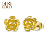 14K Yellow Gold Rose Stud Earrings (7mm)