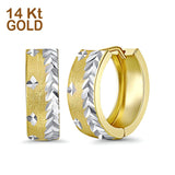 14K Two Tone Gold 5mm Huggies Earrings- Best Anniversary Birthday Gift for Her