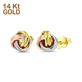 Dreifarbige 14-Karat-Goldknoten-Ohrringe (7 mm), das beste Geschenk für Sie