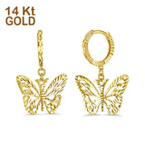 14K Yellow Gold DC Butterfly Hanging Earrings
