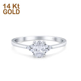 14K Gold Art Deco Oval Shape Simulated Cubic Zirconia Engagement Wedding Ring