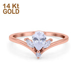 14K Gold Teardrop Pear Shape Art Deco Engagement Ring Simulated Cubic Zirconia