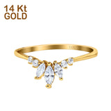14K Gold Marquise-Form runder künstlicher Zirkonia Ewigkeits-Verlobungsring