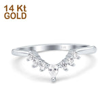 14K Gold Curved Eternity Stackable Simulated Cubic Zirconia Wedding Band Ring