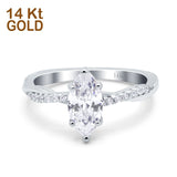 14K Gold Infinity Twist Marquise Shape Wedding Ring Simulated Cubic Zirconia