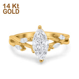 14K Gold Infinity Twist Marquise Form Art Deco simulierter Kubikzirkonia Verlobungs-Hochzeits-Brautring
