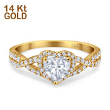 14K Gold Heart Shape Promise Infinity Shank Simulated Cubic Zirconia Wedding Ring