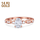 14K Gold Vintage-Stil ovaler Braut-Hochzeits-Verlobungsring mit künstlichem Zirkonia