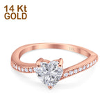 14K Gold Heart Shape Promise Wedding Engagement Ring Simulated Cubic Zirconia