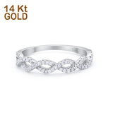 14K Gold Half Eternity Infinity Twisted Ring Simulated Cubic Zirconia