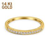 14K Gold Round Shape Simulated Cubic Zirconia Ladies Wedding Band Half Eternity Engagement Ring
