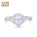 14K Gold Pear Teardrop Infinity Simulated Cubic Zirconia Wedding Promise Ring