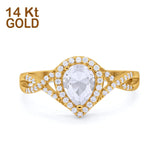 14K Gold Pear Teardrop Infinity Simulated Cubic Zirconia Wedding Promise Ring