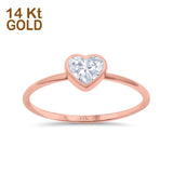 14K Gold Solitär-Herzform-Verlobungsring für Braut, künstlicher Zirkonia, Hochzeit, Verlobung