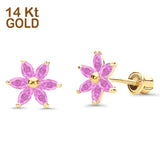 gold flower earrings studs