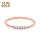 14K Gold 0.06ct Round 1.5mm G SI Twist Braided Cable Diamond Eternity Band Engagement Wedding Ring