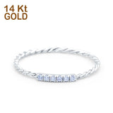 14 K Gold 0,06 ct rund 1,5 mm G SI Twist geflochtenes Kabel Diamant Eternity Band Verlobungs-Ehering