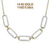 14 K Gold 0,58 ct Fünf-Büroklammer-Gliederkette mit Anhänger und Naturdiamant-Halskette, 45,7 cm lang