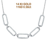 14 K Gold 0,58 ct Fünf-Büroklammer-Gliederkette mit Anhänger und Naturdiamant-Halskette, 45,7 cm lang