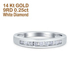 14 K Weißgold, 0,25 ct, rund, 3 mm, Art-Déco-G-SI-Diamant-Verlobungs-Ehering mit halbem Ewigkeitsband