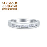 14K White Gold 0.25ct Round 3mm Art Deco G SI Half Eternity Band Diamond Engagement Wedding Ring