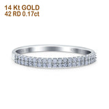 14 K Gold, 0,17 ct, rund, 2,3 mm, zweireihig, Pavé-Art-Déco-G-SI-Diamant-Verlobungs-Ehering mit halbem Ewigkeitsband