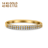 14K Gold 0.17ct Round 2.3mm Double Row Pave Art Deco G SI Half Eternity Band Diamond Engagement Wedding Ring