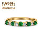 14K Gold 0.62ct Round 2.5mm Band G SI Half Eternity Diamond Engagement Wedding Ring