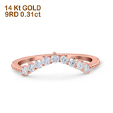 14K Gold 0.31ct Round Midi Curved Art Deco 4.5mm G SI Half Eternity Diamond Band Engagement Wedding Ring