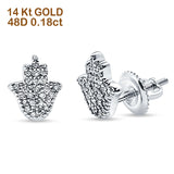 14k White Gold Hand Of Hamsa Diamond Earrings