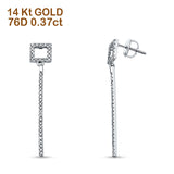 14K Gold Solid Drop Dangle Round Diamond Earring