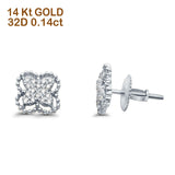 Diamant-Schmetterlings-Ohrringe, perlenbesetzt, 14 Karat Gold, 0,14 ct