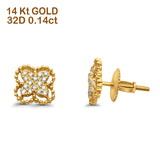 Diamond Butterfly Earrings Beaded 14K Gold 0.14ct