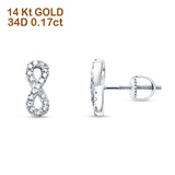 Massive 14-Karat-Gold-Diamant-Ohrstecker im Infinity-Stil mit Schraubverschluss, 9 mm