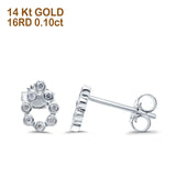 14K Gold .10ct 8mm Lünette Set Runde Tropfen Birnenform Diamant Verlobung Hochzeit Ohrringe