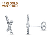 Diamond Stud Earring X Crisscross 14K Gold 0.16ct