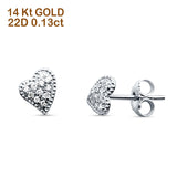 Asymmetrischer Herz-Diamant-Ohrstecker, 14 K Gold, 0,13 ct