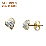 Asymmetrical Heart Diamond Stud Earring 14K Gold 0.13ct
