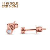 14 K Gold 0,09 ct 3,5 mm runder Diamant-Verlobungs-/Hochzeits-Solitär-Ohrstecker