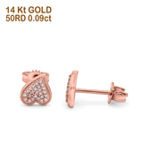 Ohrringe aus 14-karätigem Gold, 0,09 ct, 9 mm, Pavé-Herz, moderne Diamant-Verlobungs- und Hochzeit-Ohrringe