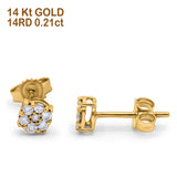 14K Gold .21ct 4,7mm G SI Diamant Verlobungs-Hochzeits-Blumen-Ohrstecker