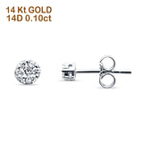 Solid 14K Gold 3.4mm Round Diamond Stud Earrings Push Back Lovely Earring