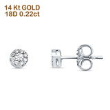 Solid 14K Gold 4.5mm Push Back Flower Round Diamond Stud Earrings