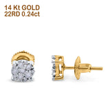 Ohrstecker aus 14-karätigem Gold, 0,24 Karat, 5 mm, G SI, Mikro-Pavé-Diamant, Verlobung, Hochzeit