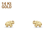14K Yellow Gold 7mm Minimalist Lucky Elephant Studs Earring