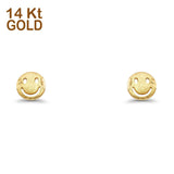 14K Yellow Gold 7mm Smiling Face Emoji Post Studs Earring
