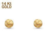 14K Yellow Gold Soccer Ball Style Post Studs Earring 8mm Wholesale