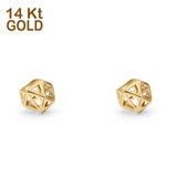 14K Yellow Gold 8mm Geometric Cage Studs Earring